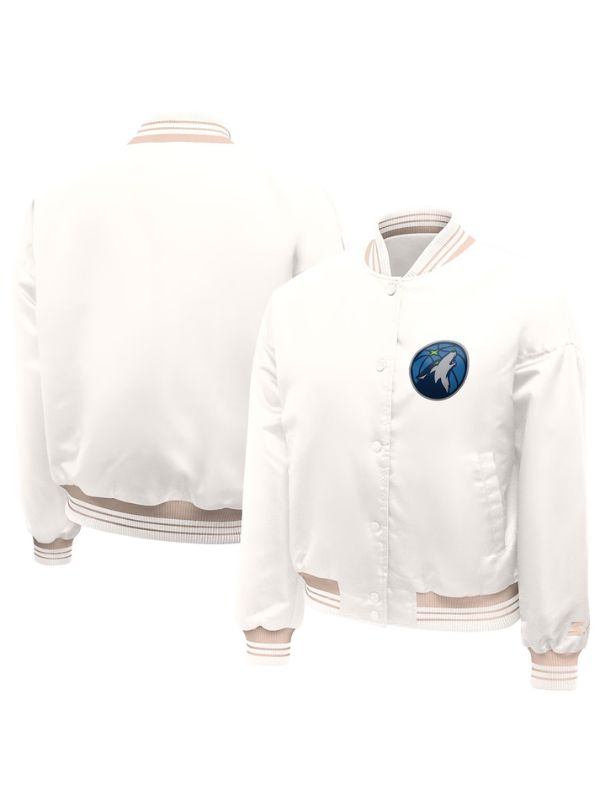 Outerwear Trends Minnesota Timberwolves Starter Cream Printed Logo Varsity Jacket
