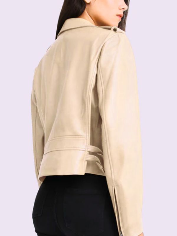 Outerwear Trends Neighbours 2025 Sadie Rodwell Beige Leather Jacket