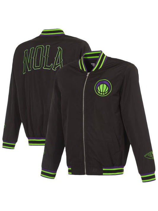 Outerwear Trends New Orleans Pelicans JH Design Black Bomber Jacket