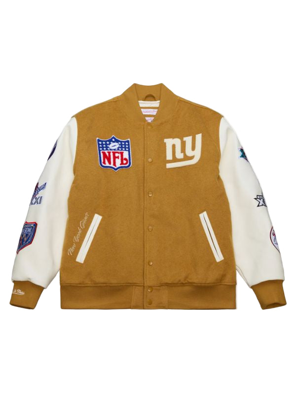 Outerwear Trends New York Giants Brown/White Dusted Varsity Jacket