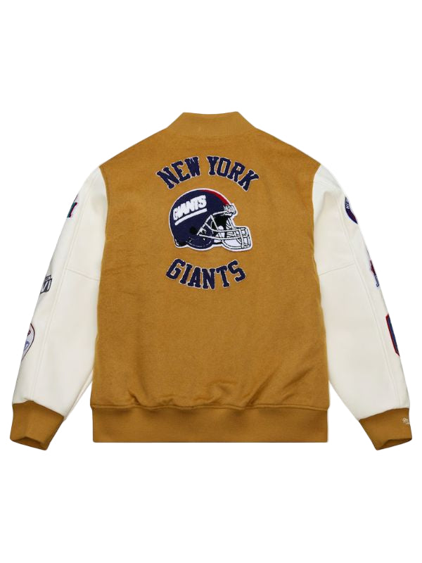 Outerwear Trends New York Giants Brown/White Dusted Varsity Jacket