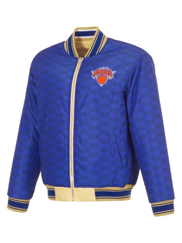 Outerwear Trends New York Knicks JH Design Cream/Blue Reversible Jacket