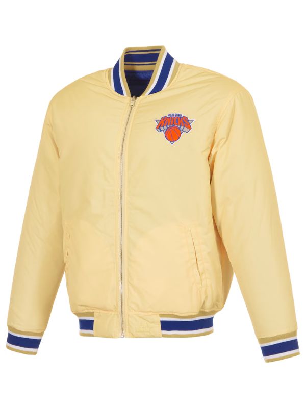 Outerwear Trends New York Knicks JH Design Cream/Blue Reversible Jacket