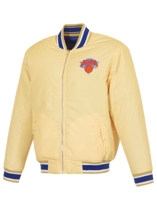 Outerwear Trends New York Knicks JH Design Cream/Blue Reversible Jacket