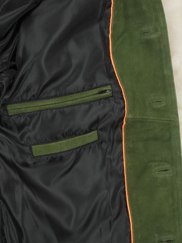 Outerwear Trends Nicholas Suede Green Trucker Leather Jacket