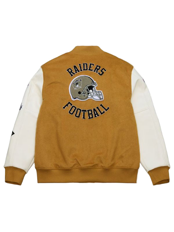 Outerwear Trends Oakland Raiders Brown/White Dusted Varsity Jacket