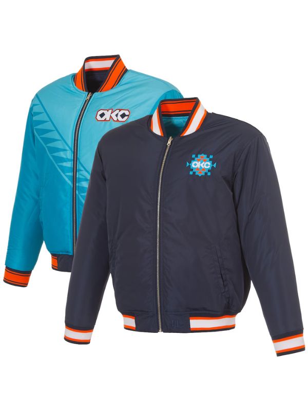 Outerwear Trends Oklahoma City Thunder JH Design Navy/Light Blue Reversible Jacket