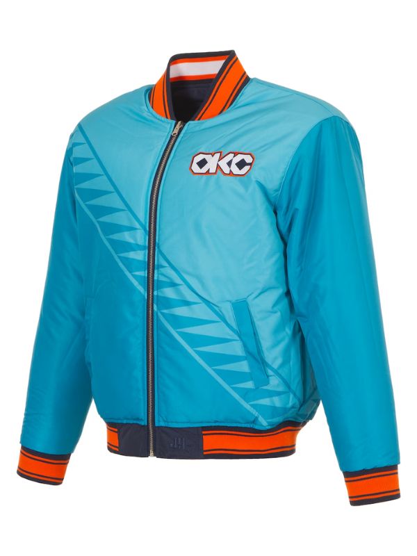 Outerwear Trends Oklahoma City Thunder JH Design Navy/Light Blue Reversible Jacket
