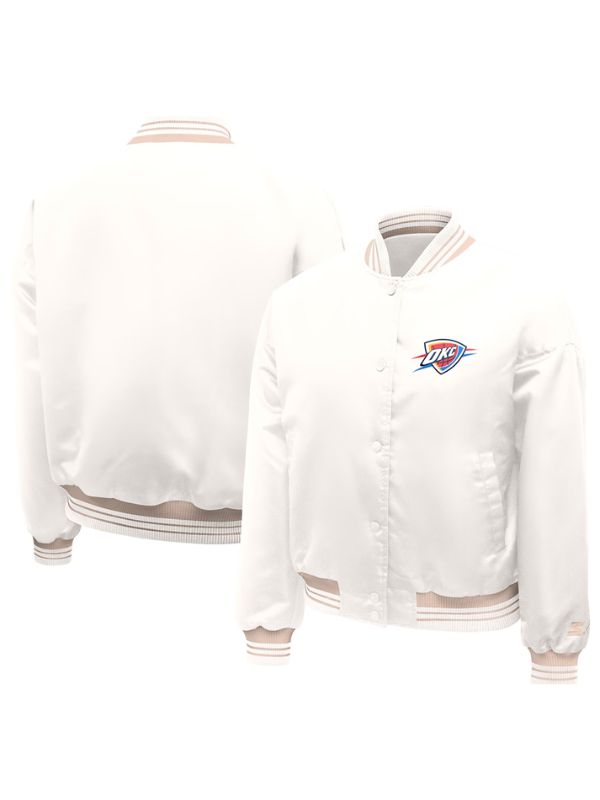 Outerwear Trends Oklahoma City Thunder Starter Cream Printed Logo Varsity Jacket