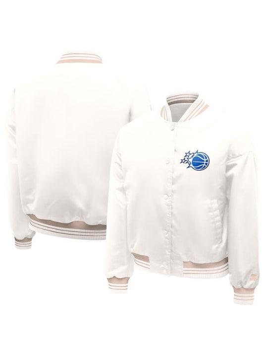 Outerwear Trends Orlando Magic Starter Cream Printed Logo Varsity Jacket