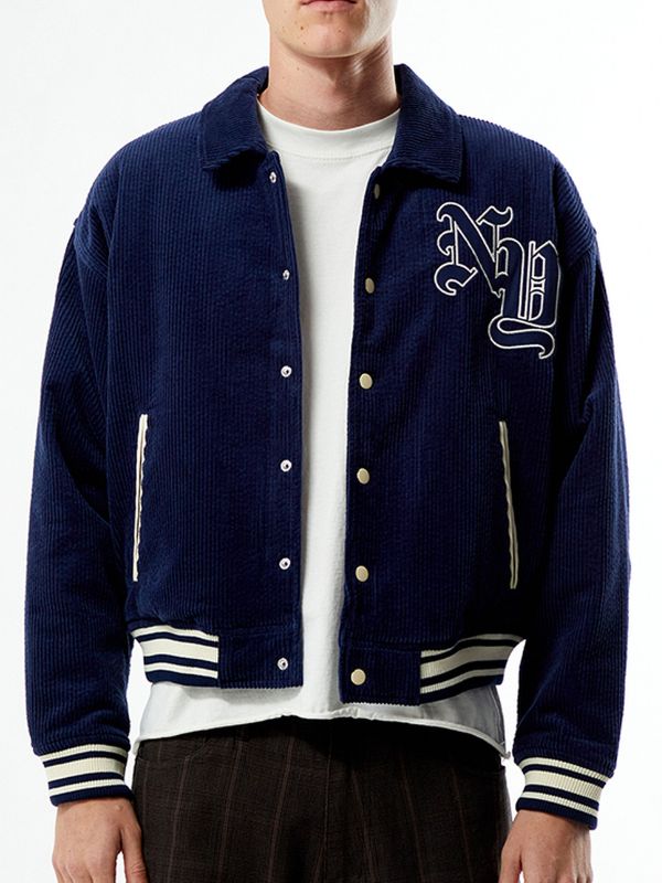 Outerwear Trends Pacsun NY Corduroy Varsity Jacket Blue