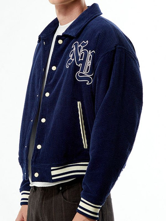 Outerwear Trends Pacsun NY Corduroy Varsity Jacket Blue
