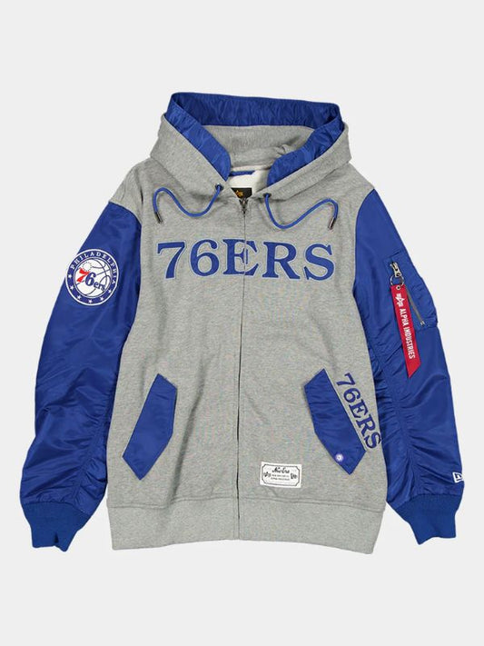 Outerwear Trends Philadelphia 76ers X Alpha X New Era MA- 1 Zip Up Hoodie