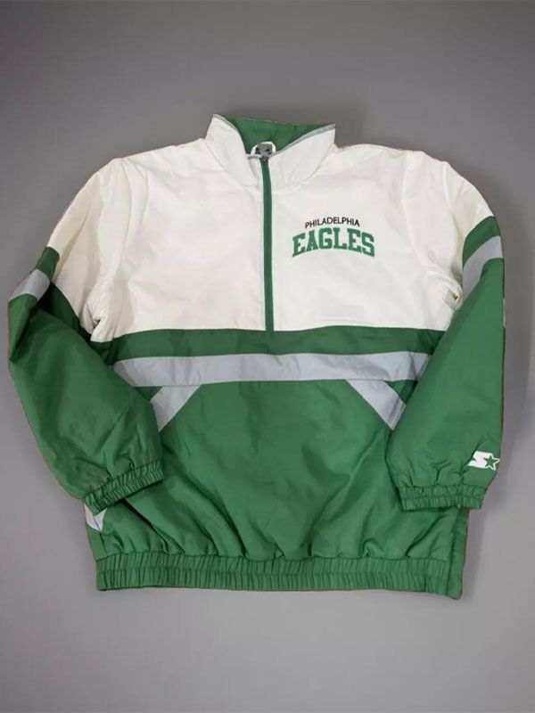Outerwear Trends Philadelphia Eagles Green And White Starter Jacket
