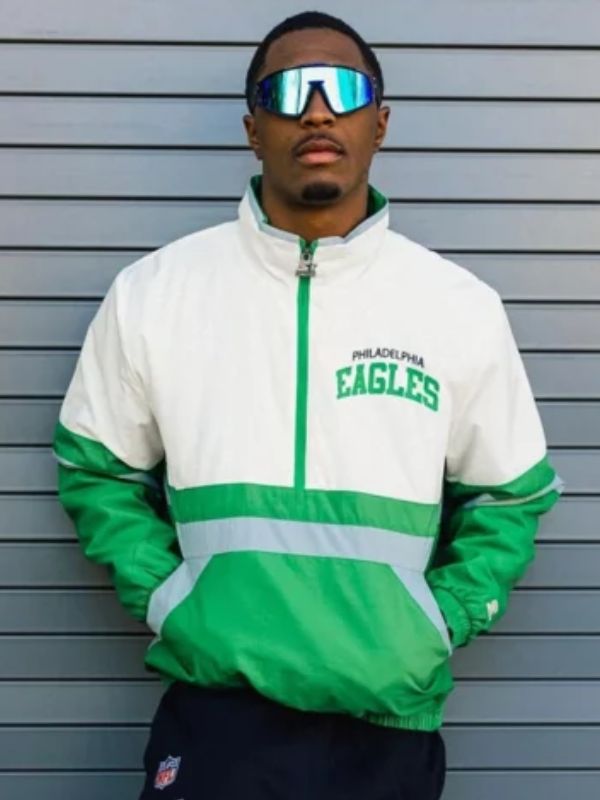 Outerwear Trends Philadelphia Eagles Green And White Starter Jacket