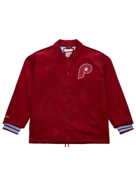 Outerwear Trends Philadelphia Phillies Off the Bus Burgundy Corduroy Jacket