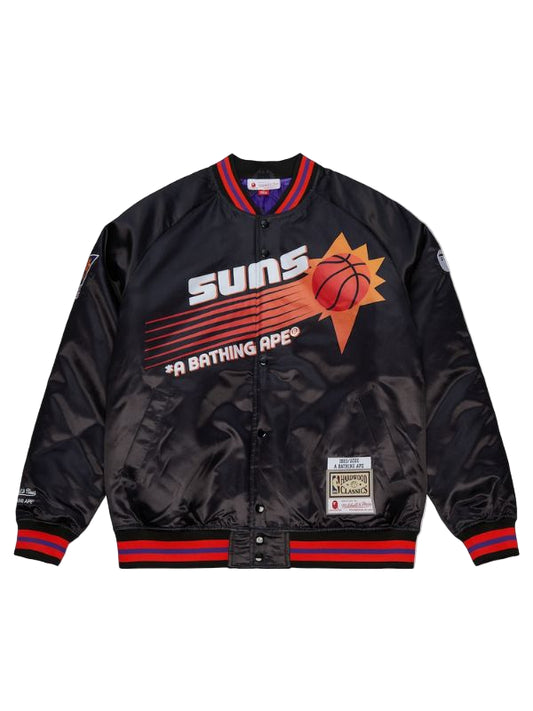Outerwear Trends Phoenix Suns Black BAPE X M&N Satin Jacket