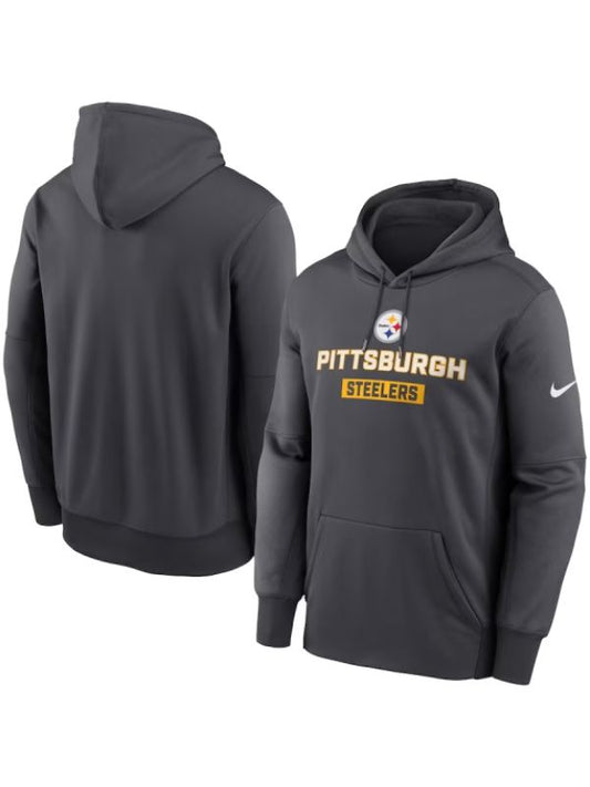 Outerwear Trends Pittsburg Steelers Nike Anthracite Toss Sweep Performance Hoodie