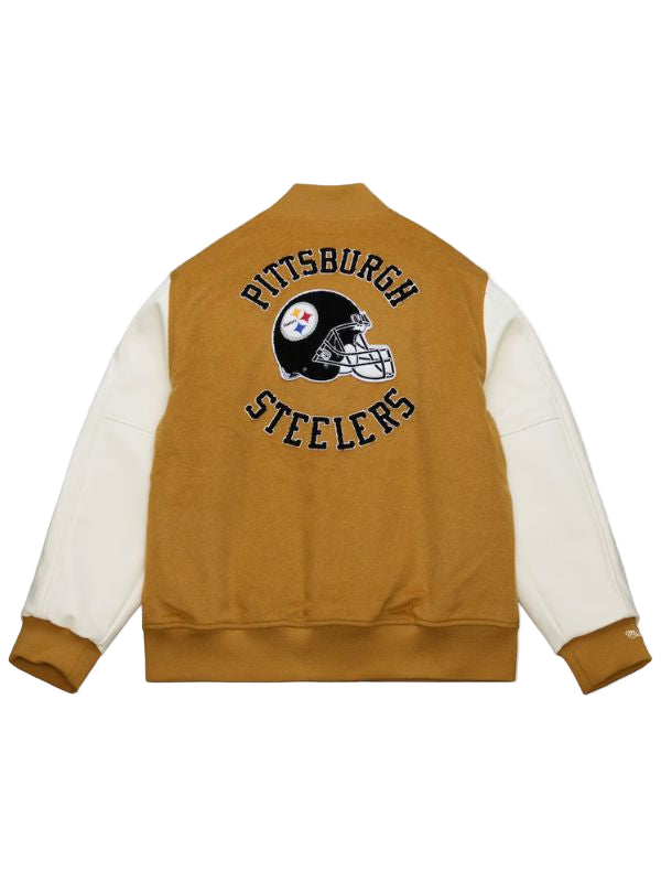 Outerwear Trends Pittsburgh Steelers Brown/White Dusted Varsity Jacket