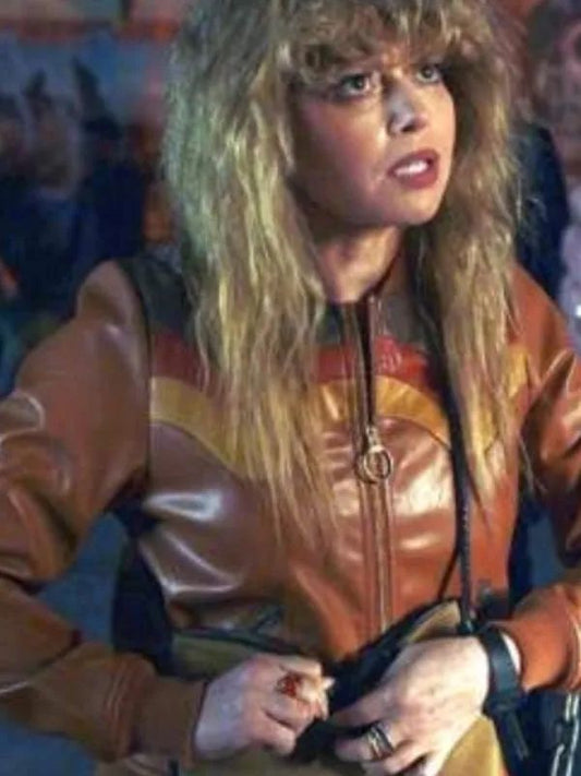 Outerwear Trends Poker Face Natasha Lyonne Leather Bomber Jacket