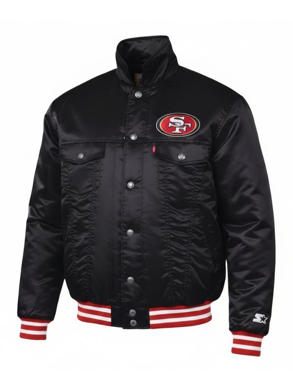 Outerwear Trends San Francisco 49ers Silver Tab Satin Trucker Jacket