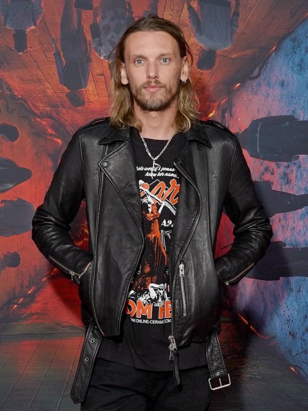 Outerwear Trends Stranger Things Premiere Jamie Campbell Bower Black Jacket