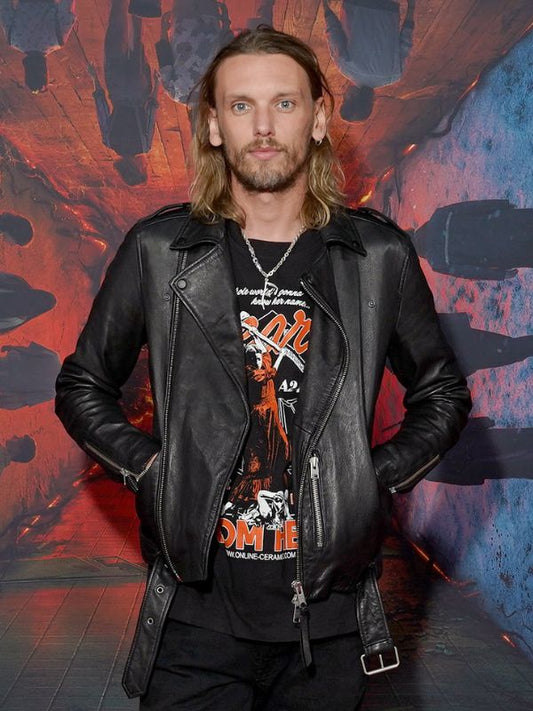 Outerwear Trends Stranger Things Premiere Jamie Campbell Bower Black Jacket