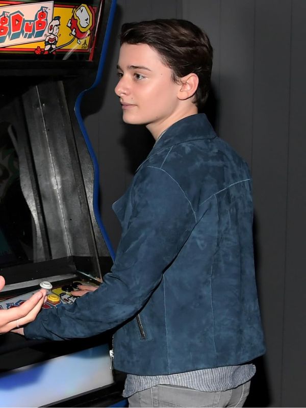 Outerwear Trends Stranger Things Premiere Will Byers Blue Suede Jacket