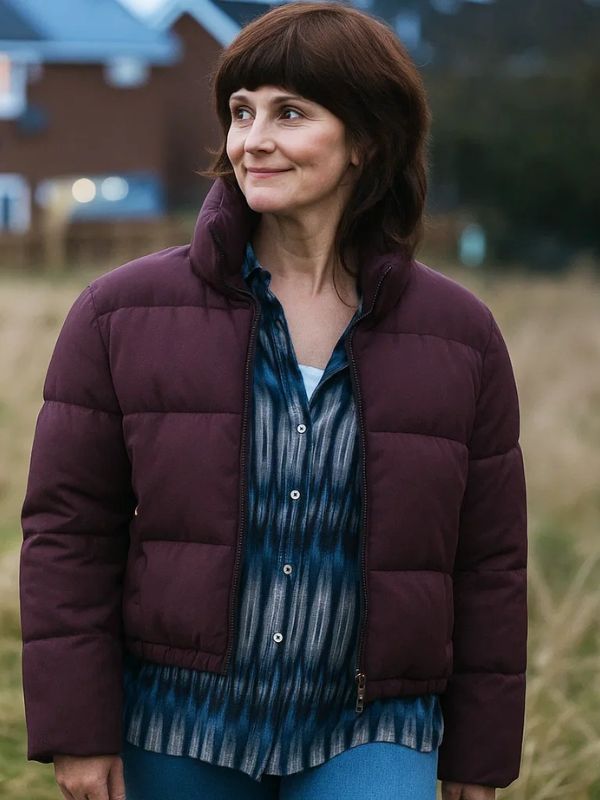 Outerwear Trends Such Brave Girls 2025 Louise Brealey Purple Jacket