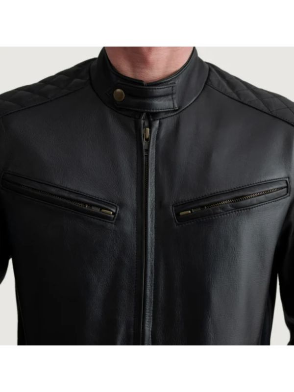 Outerwear Trends Sven Black Leather Bomber Jacket