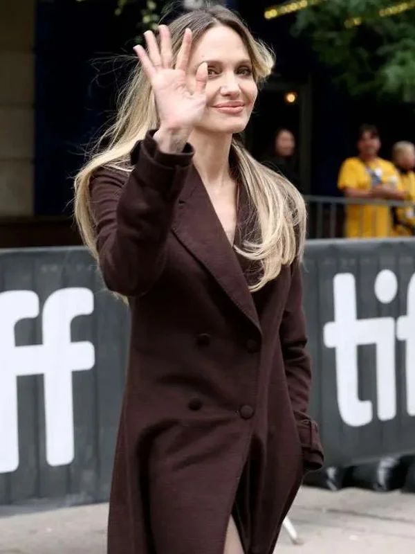 Outerwear Trends TIFF Angelina Jolie Premiere Brown Coat