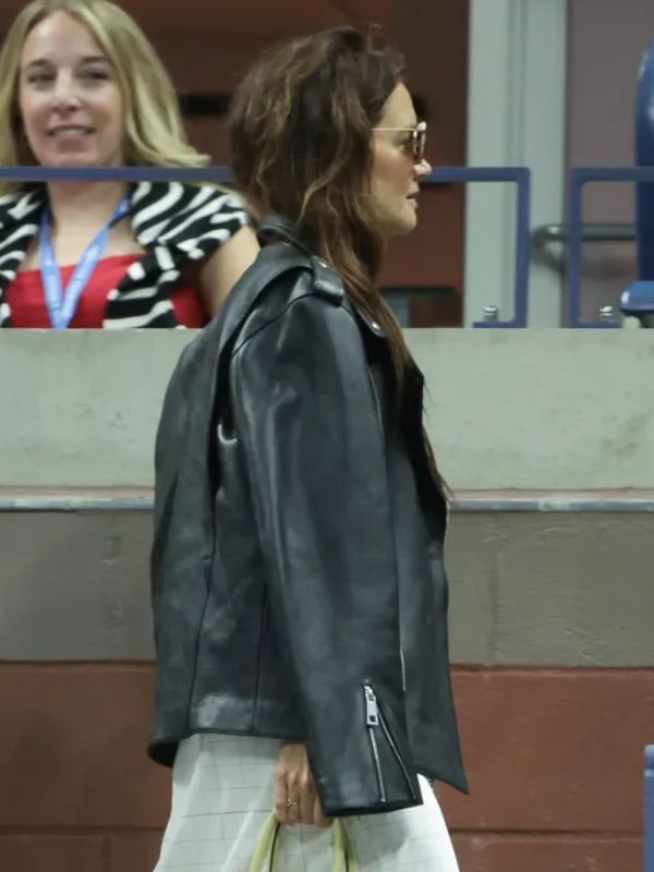Outerwear Trends US Open 2025 Katie Holmes Leather Jacket