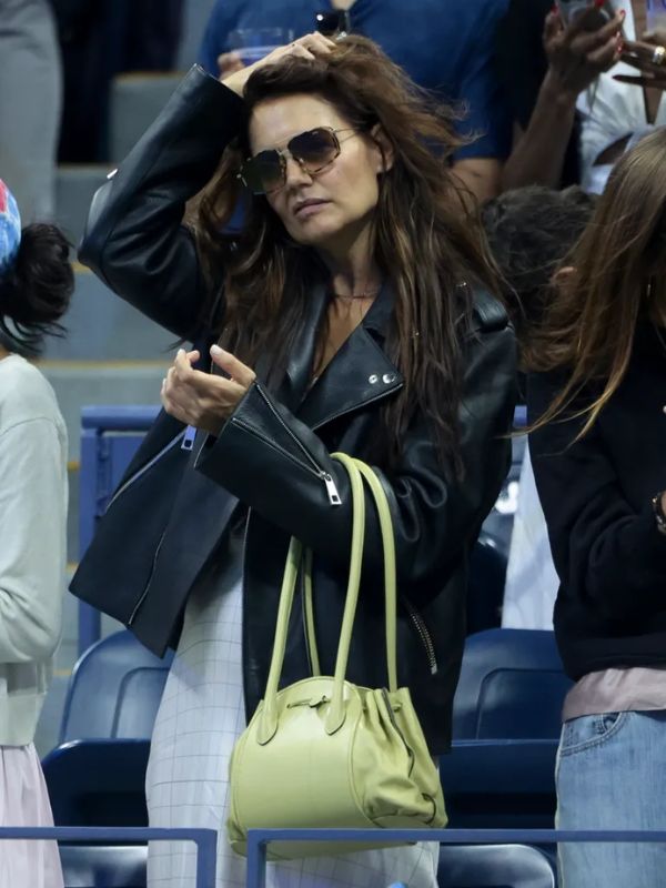Outerwear Trends US Open 2025 Katie Holmes Leather Jacket