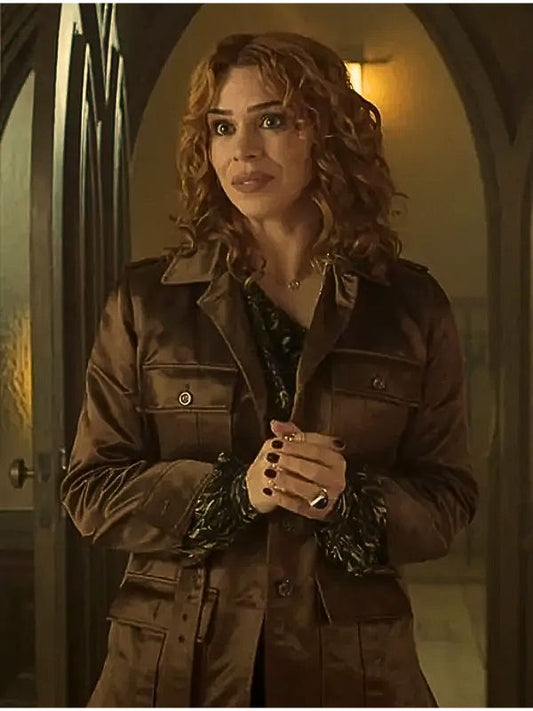 Outerwear Trends Wednesday S02 Billie Piper Brown Jacket