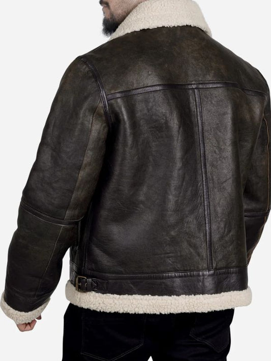 Outerwear Trends Zito Men's Brown Faux Shearling B3 Bomber Leather Jacket