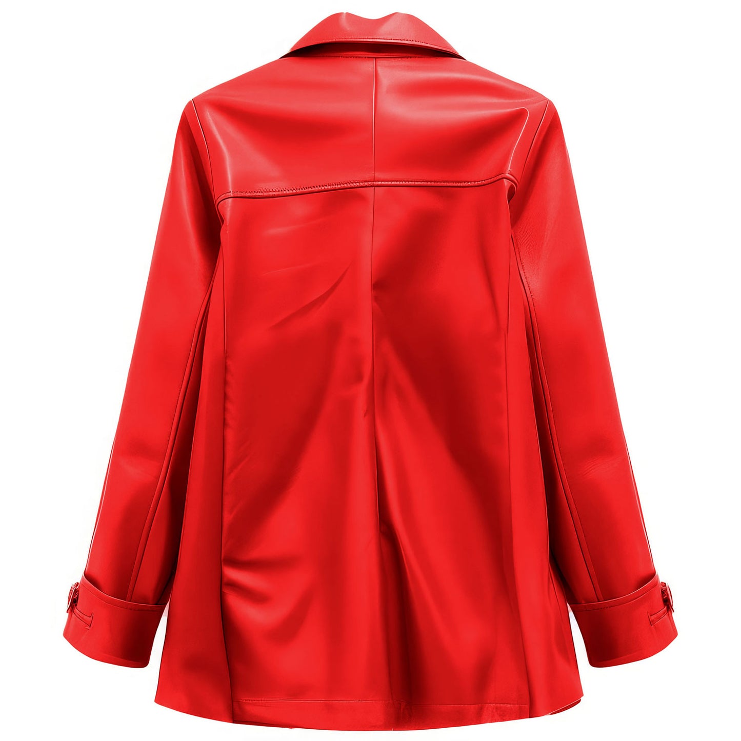 Women’s Genuine Sheepskin Double Breasted Red Peacoat