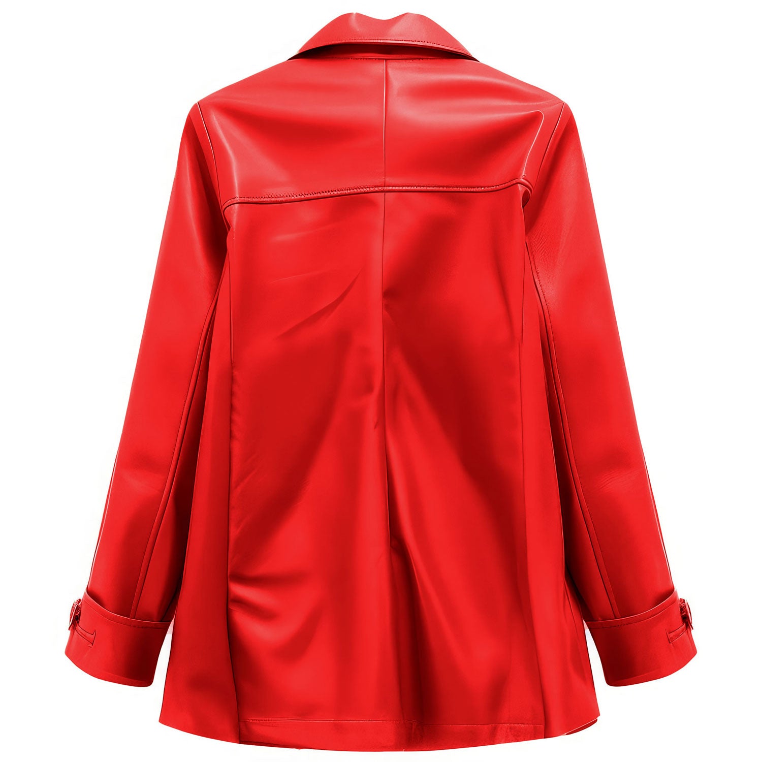 Women’s Genuine Sheepskin Double Breasted Red Peacoat